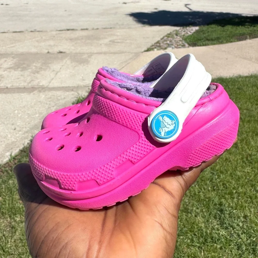 Crocs Kids Classic Lined Clogs Toddler Size 5 Neon Pink Purple Sandals